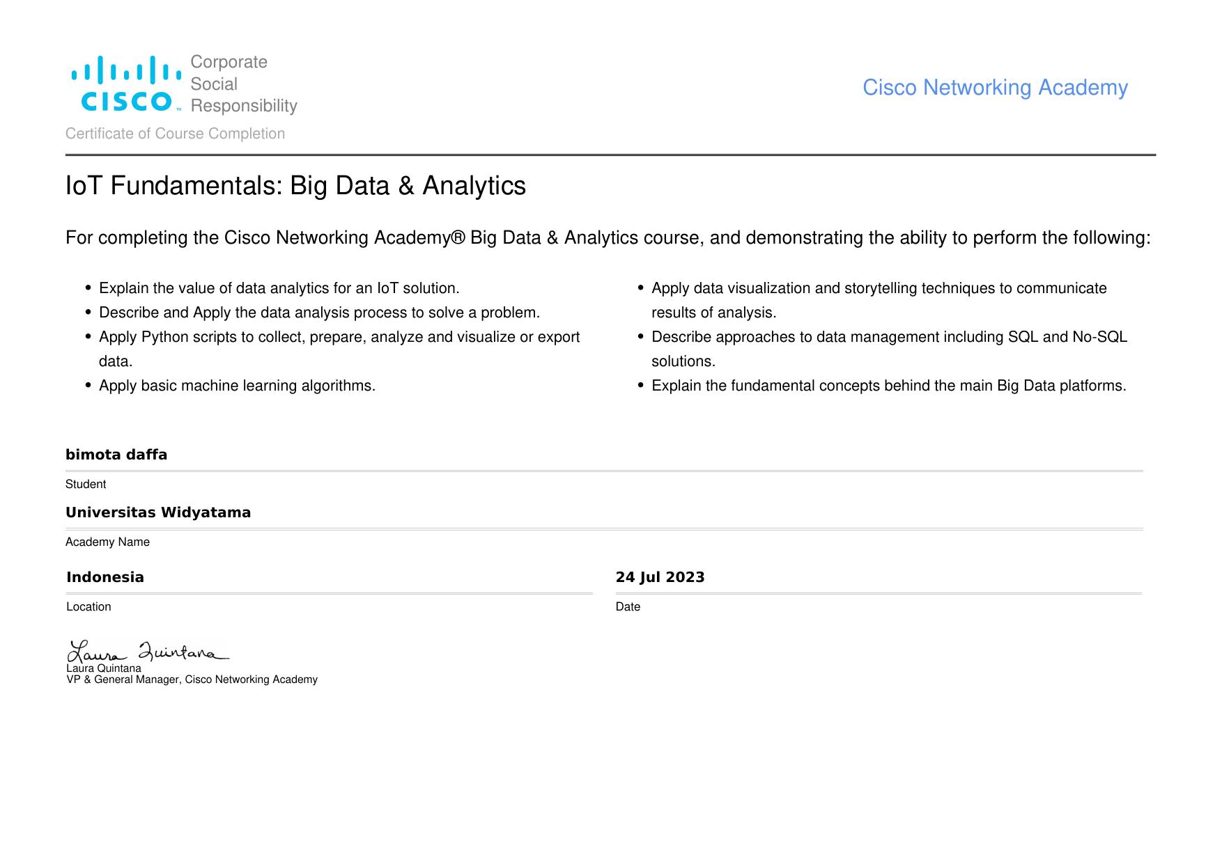 IoT Fundamentals: Big Data & Analytics
